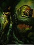 Boris Vallejo - Femme et monstre dans un arbre